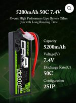 Batería LiPo 2S 7.4V 5200 mAh Hard case - Imagen 2